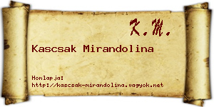 Kascsak Mirandolina névjegykártya